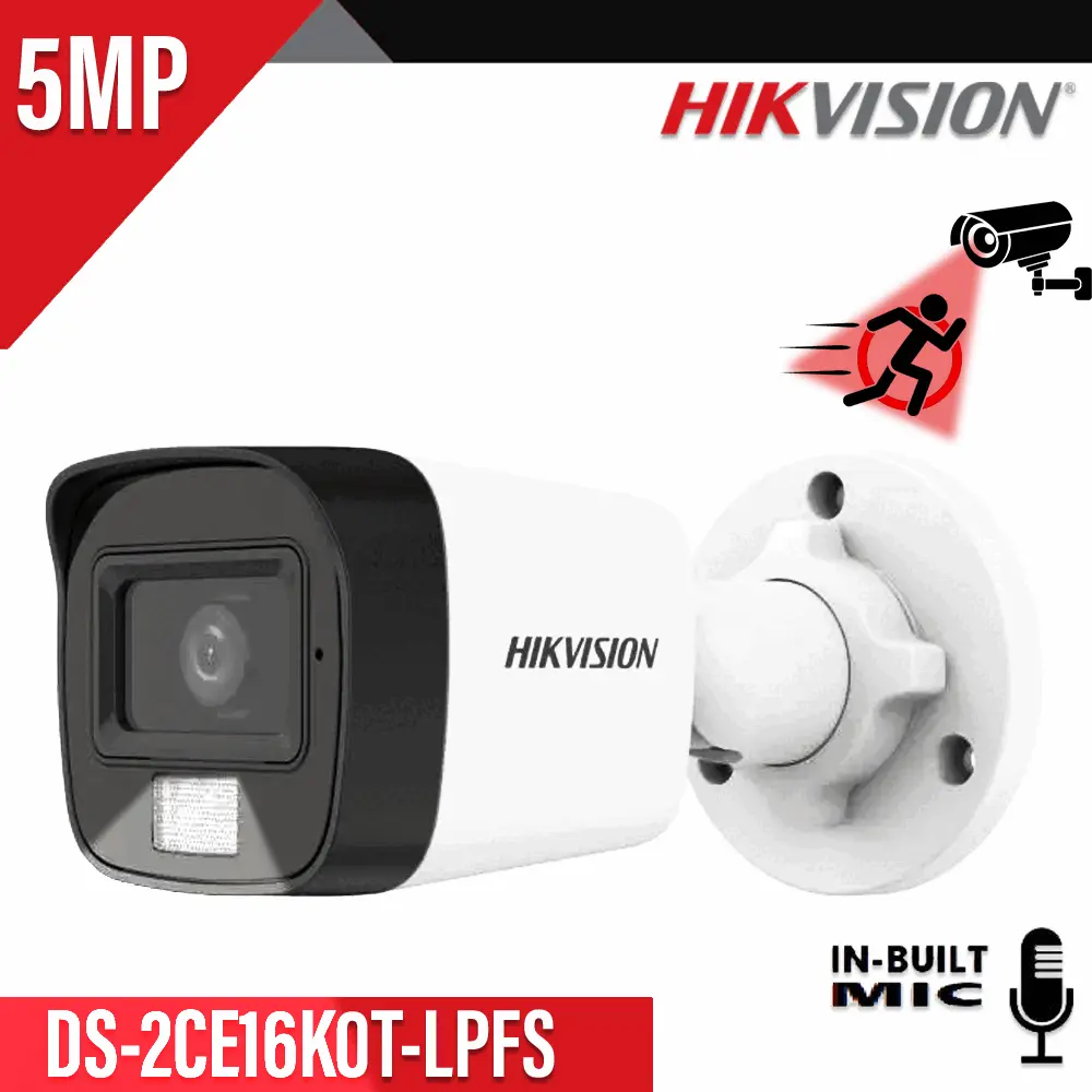 HIKVISION DS-2CE16K0T-LPFS 5MP 3K DUAL LIGHT HD COLOR+MIC BULLET