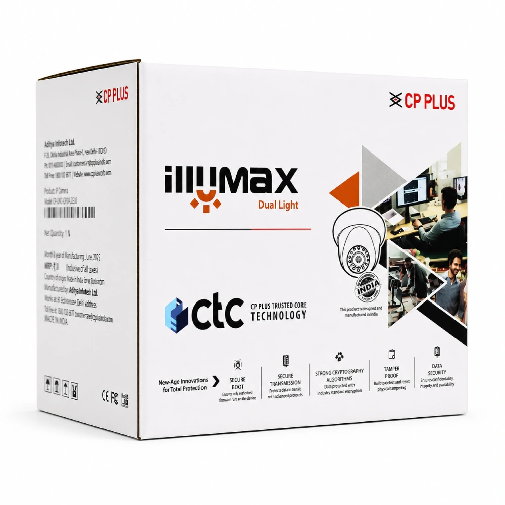 CP-Plus 4MP IP illumax Hybrid Dome Camera 3.6mm With Audio (DA41L3C-LQ)